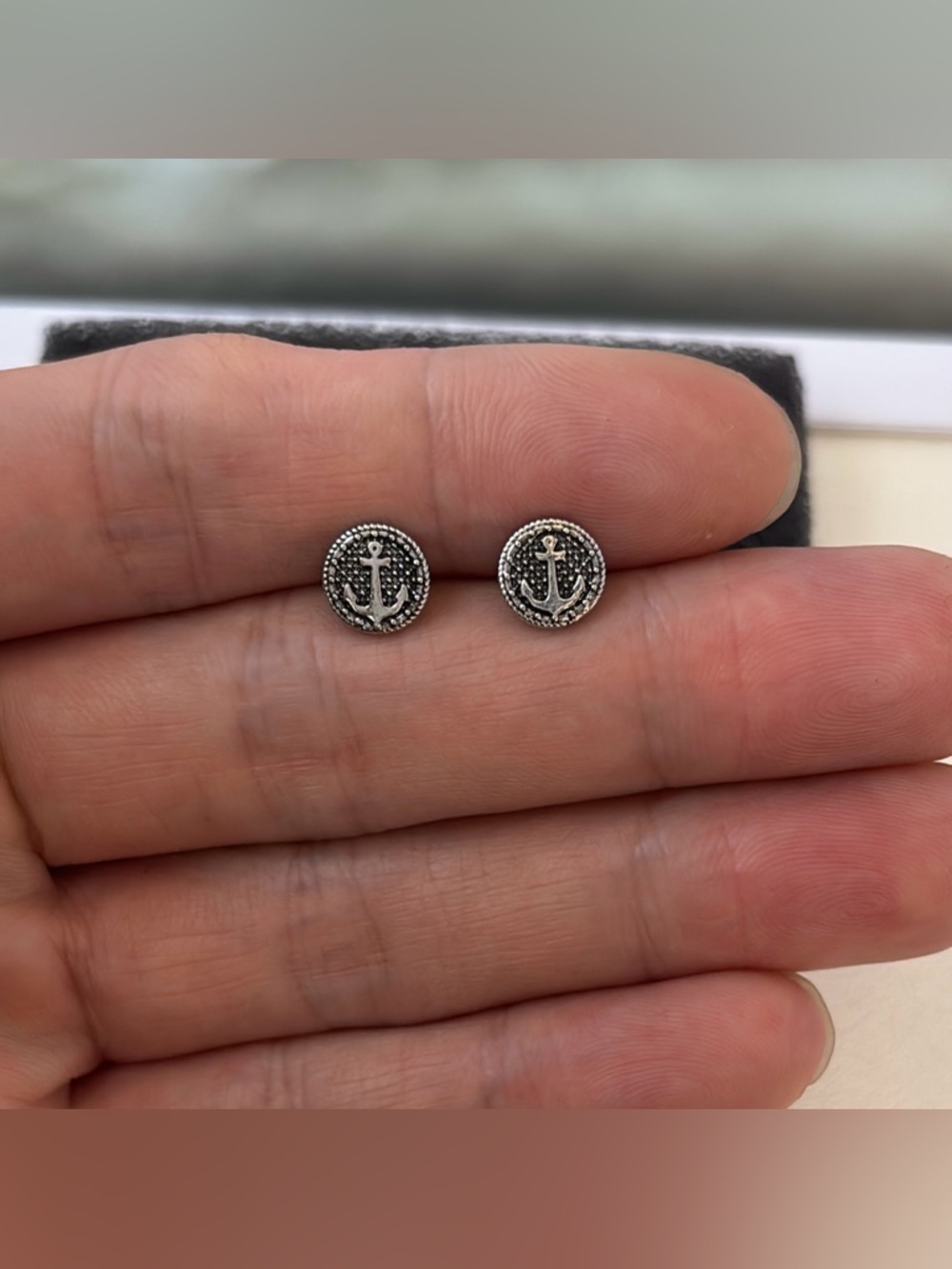 8mm Small Anchor Stud Earrings for Men Women Streetwear Punk Hip Hop Unisex